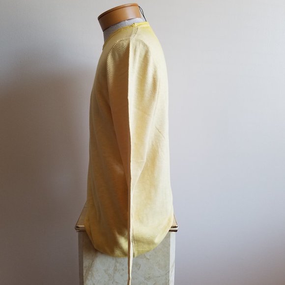NWT Men's Gionfriddo 100% Cotton Italian Crew Neck Yellow Shirt Sweater Size M - Picture 8 of 15